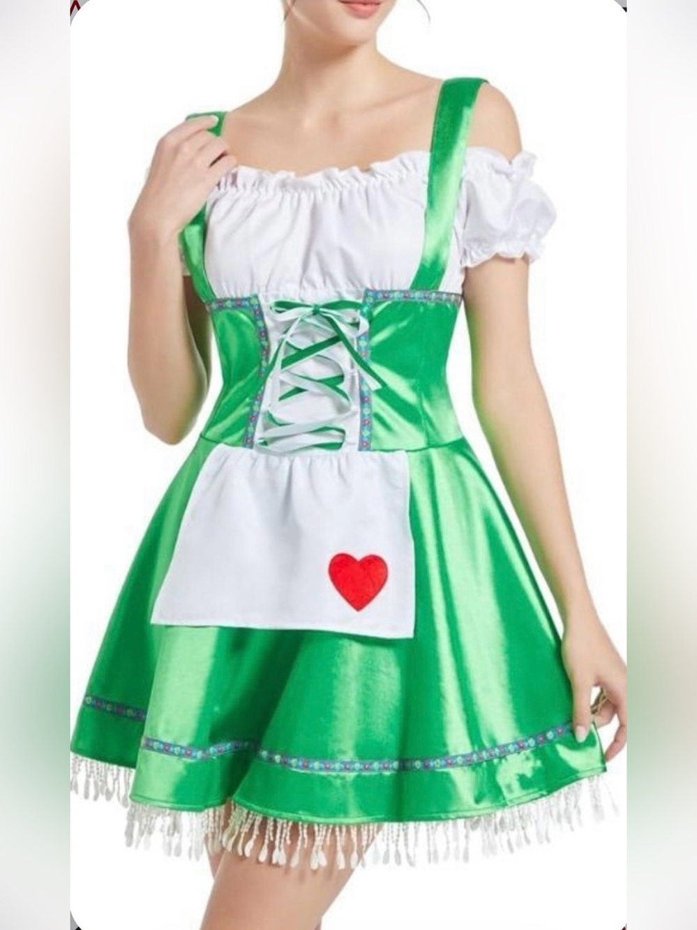 Bavarian Festival Waitress Traditional Oktoberfest Dirndl Costume ADULT GREEN